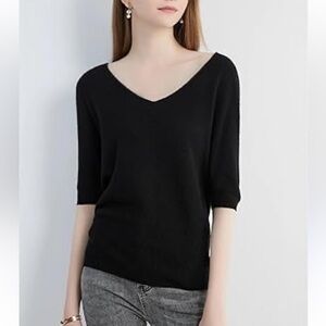 Talbots Classic Black V-Neck Sweater